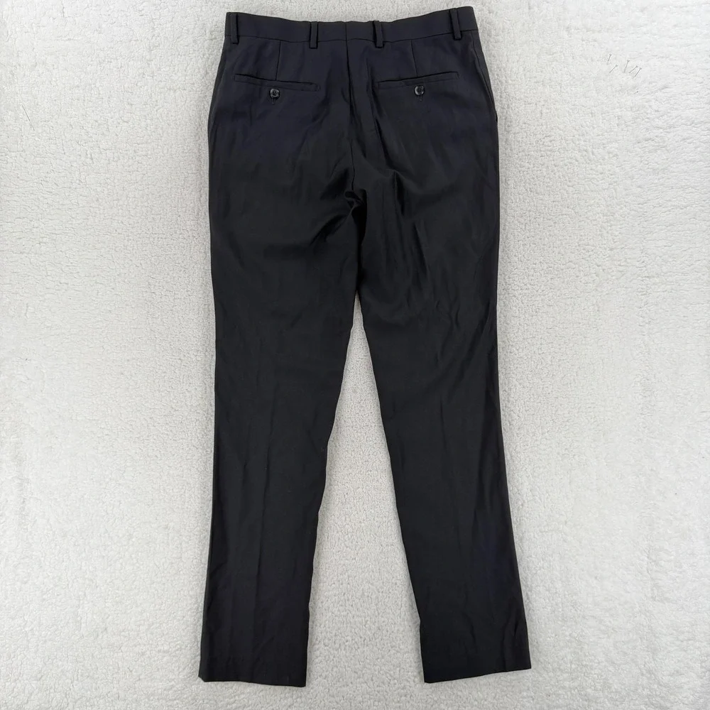 Tiglio Dress Pants Mens 34R Black Slim Fit Wool Tapered Office Business 34x34‎